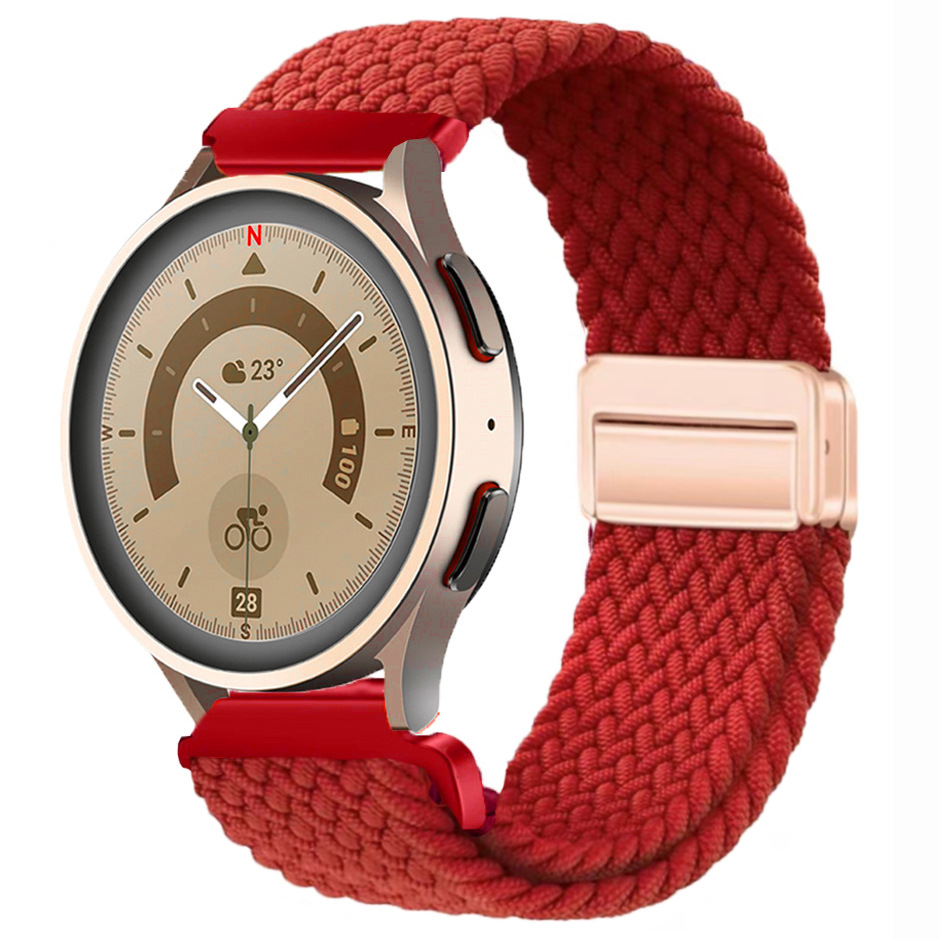 Adecuado para correa de reloj Huawei GT5 con hebilla de succión magnética, correa de reloj deportivo Samsung watch7 elástica y transpirable tejida de nailon