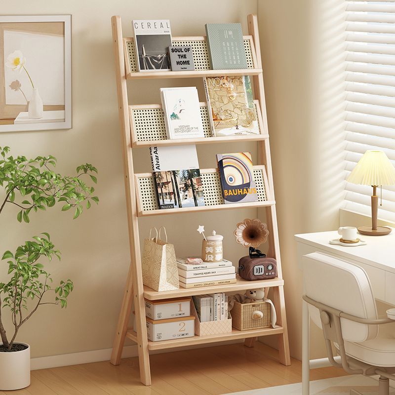 Bookshelf Solid Wood Storage Rack Floor-Standing Bookcase Living Room Wall Bookshelf Retro Bedroom Multi-Layer Display Cabinet Home