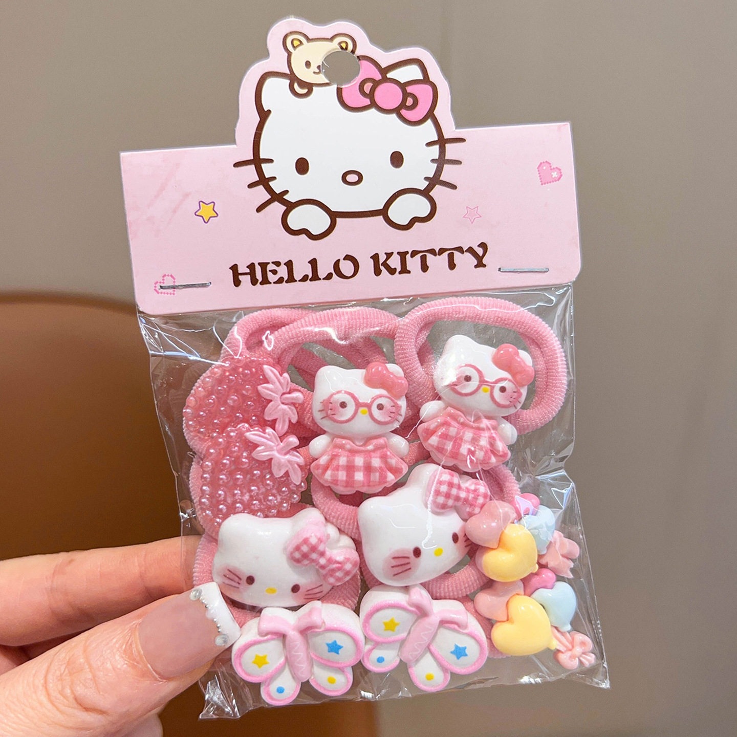 Anillo de pelo de pulgar de dibujos animados para niños, cabello para bebés, cabello para bebés, banda de pelo de alta elasticidad coreana