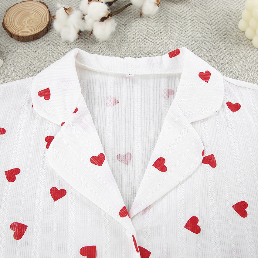 Home Women's Simple Style Heart Shape Cotton Pants Sets Pajama Sets display picture 2