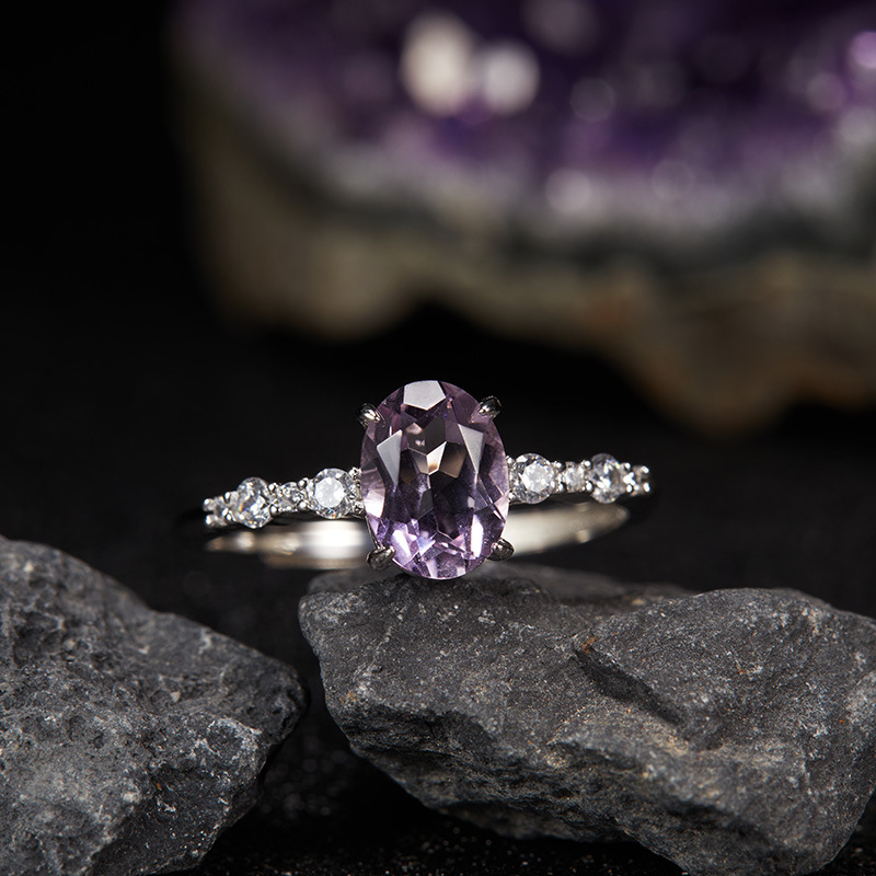 Bague designer pour femme en argent avec améthyste et citrine_voghion.com