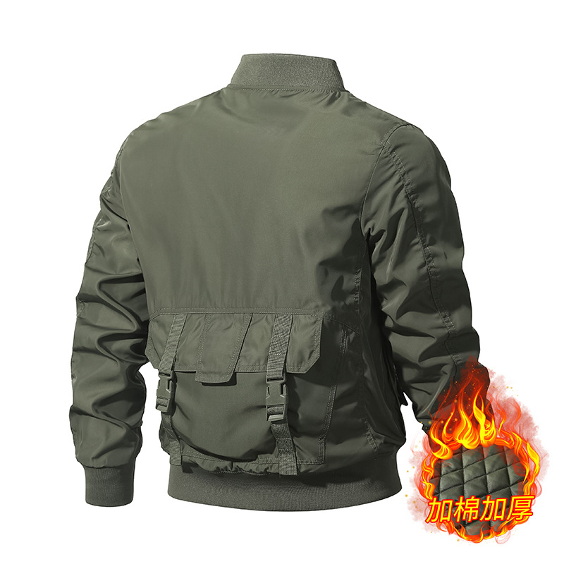 Traje de vuelo multi-Bolsillo de estilo americano abrigo de algodón acolchado abrigo de invierno algodón y engrosamiento chaqueta de uniforme de béisbol de los hombres de Estilo funcional