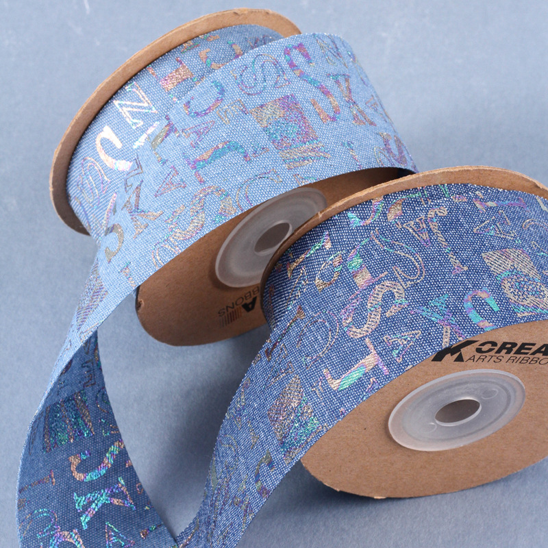 Hip-hop style laser letter cowboy ribbon DIY bow hair accessory woven band collar hat belt ribbon