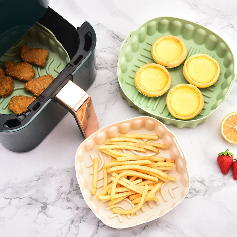 Силиконовая поддон с противнем для жарки в воздушной fryer, можно повторно использовать с силиконовой подушкой для кастрюли, креативная форма для торта, термостойкая, пароварка
