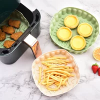 Силиконовая поддон с противнем для жарки в воздушной fryer, можно повторно использовать с силиконовой подушкой для кастрюли, креативная форма для торта, термостойкая, пароварка