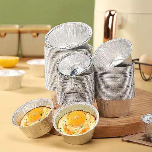 Baked egg tinfoil cups, aluminum foil disposable barbecue oyster trays, steamed cake molds, round bowls for mooncakes and tarts