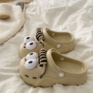 Cute Funny Cave Shoes Women's Summer Outer Wear Height Increasing Thick Bottom 2025 New Beach Baotou Sandals Outdoor