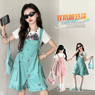 女装2026新款夏季童装女大童夏时尚套装多巴胺风夏天背带裤夏洋气