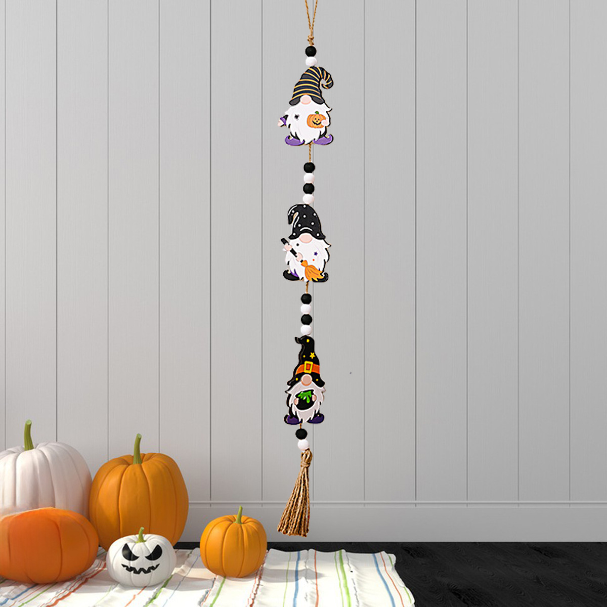 Escenas de Halloween accesorios de vestuario fantasma día de muertos cuentas colgantes calabazas de madera fantasma casa colgantes de pared
