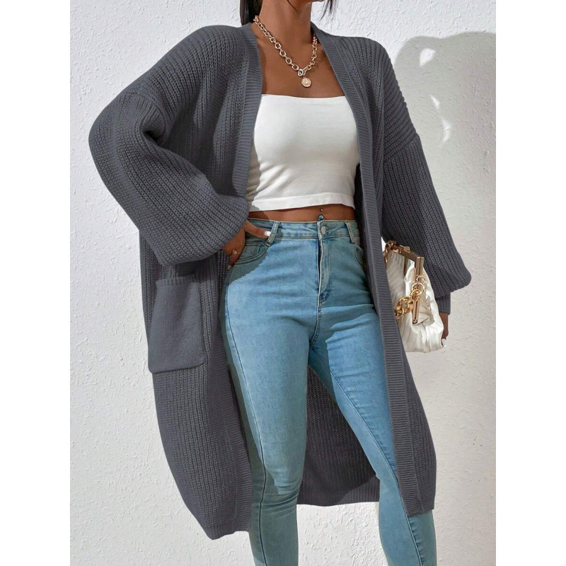 H 53592 Women's Long Knit Cardigan Cross-Border