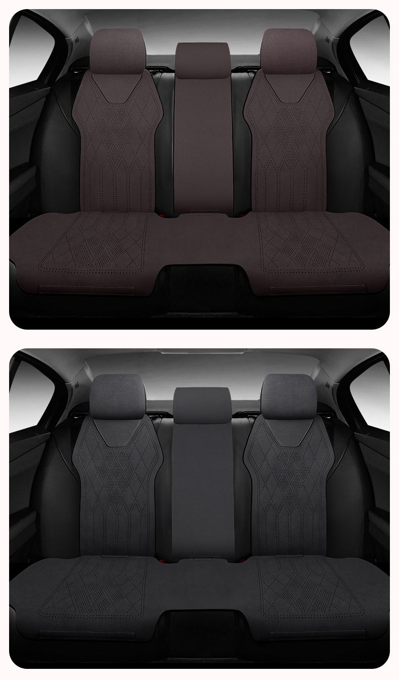 Customized all-season car seat cushion, suede perforated seat pad, breathable high-grade artificial leather saddle pad