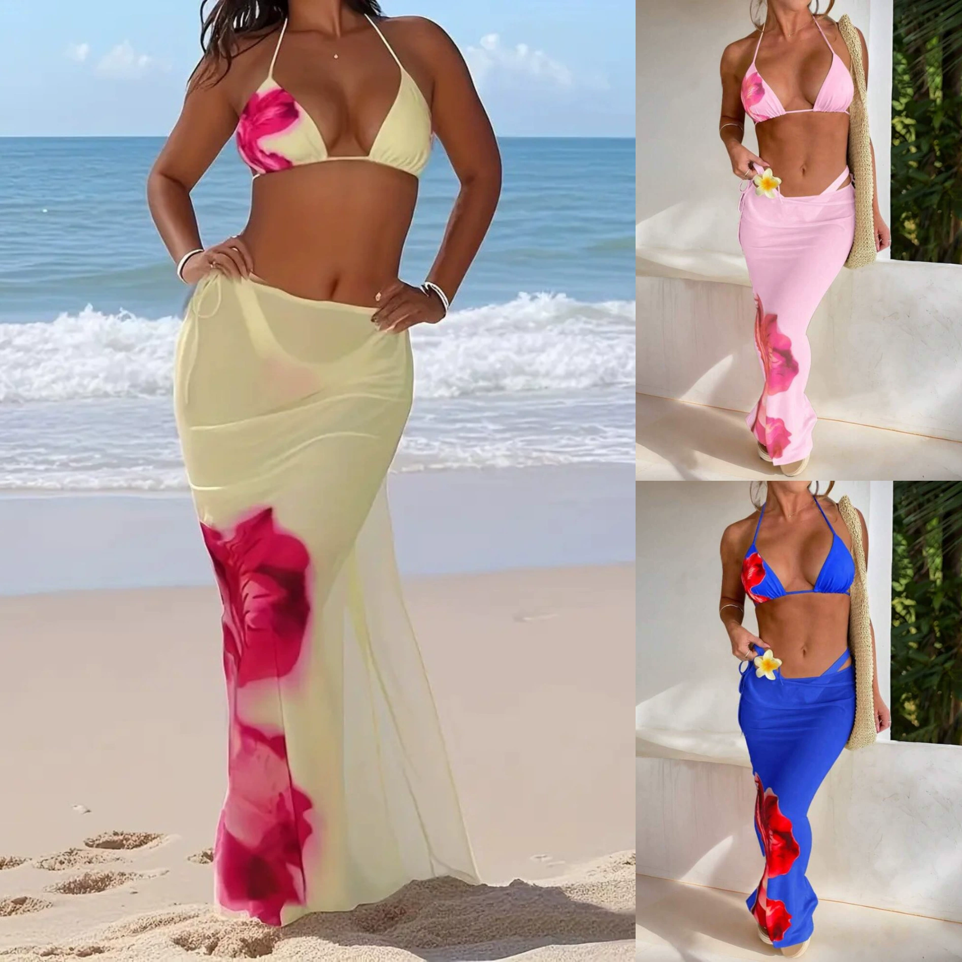 Split swimwear Sexy hydrolate bikini, backless design, lifting effect — 2-piece, multiple colors