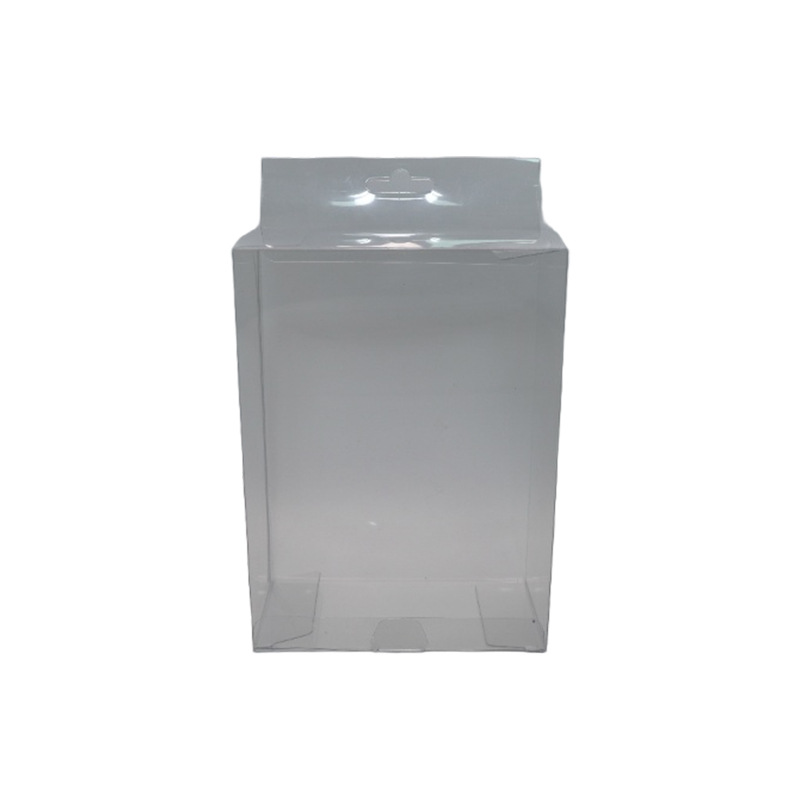 Caja transparente de PVC con gancho, caja de embalaje de plástico para mascotas, caja plegable, caja cuadrada en blanco, caja de almacenamiento plegable