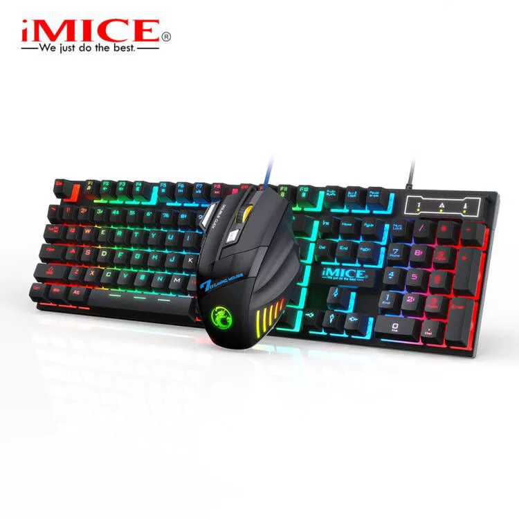 Заводская оптовая поставка IMICE кабельная игровая клавиатура подвесная клавиша Rainbow подсветка набор клавиатуры и мыши AN-300