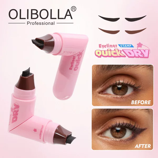 Olibolla Cross-Border Specializes in One-Piece Double-Headed Seal Pen, One-Print Molding, Non-Smudged Liquid Eyeliner Pen for Color Development