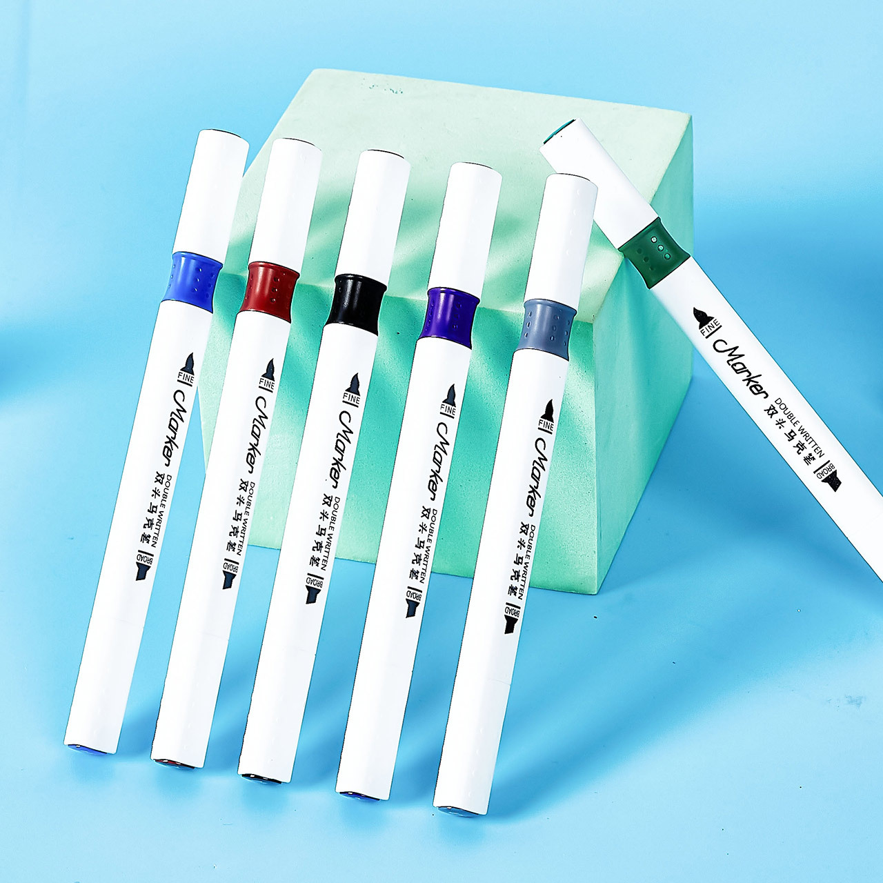 Marcador triangular de doble cabeza tinta a base de agua pincel de pintura para niños suministros de arte para estudiantes bolígrafo suave multicolor cabeza bolígrafo de color