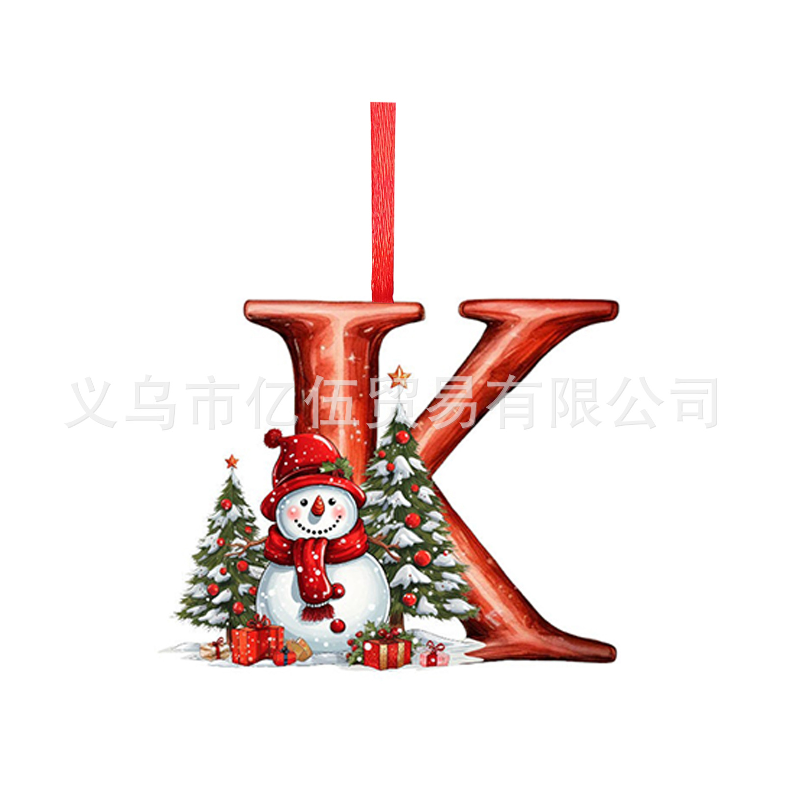 Nuevos productos transfronterizos 26 letras muñeco de nieve bebé colgante de Navidad acrílico plano árbol de Navidad decoración para el hogar colgante image 16