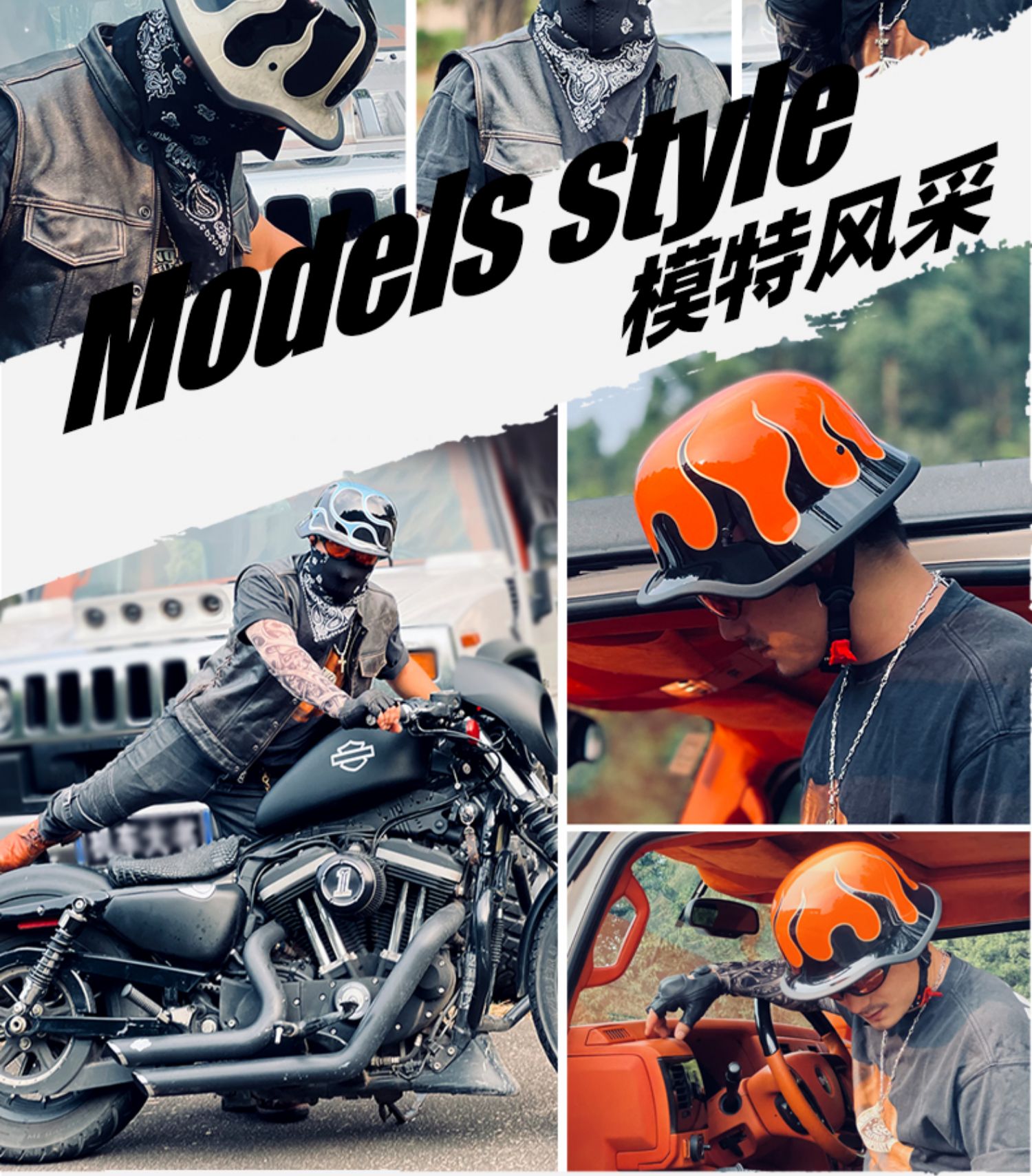 Motorcycle Helmets for Men and Women, Summer Retro Cruise Half Helmets, Pedal Motorcycles, Lightweight Four-Season Breathable Scoop Helmets
