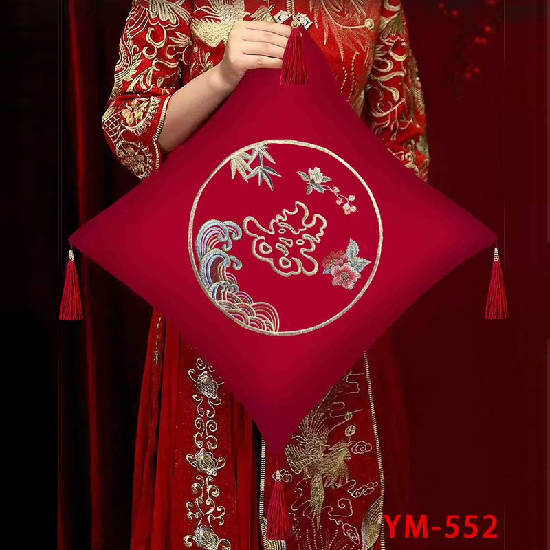 Cojín de boda, rojo festivo, símbolo de doble felicidad para recién casados, cojín para sofá, decoración para habitación nupcial, artículos para bodas chinas, símbolo de doble felicidad, boda image 11