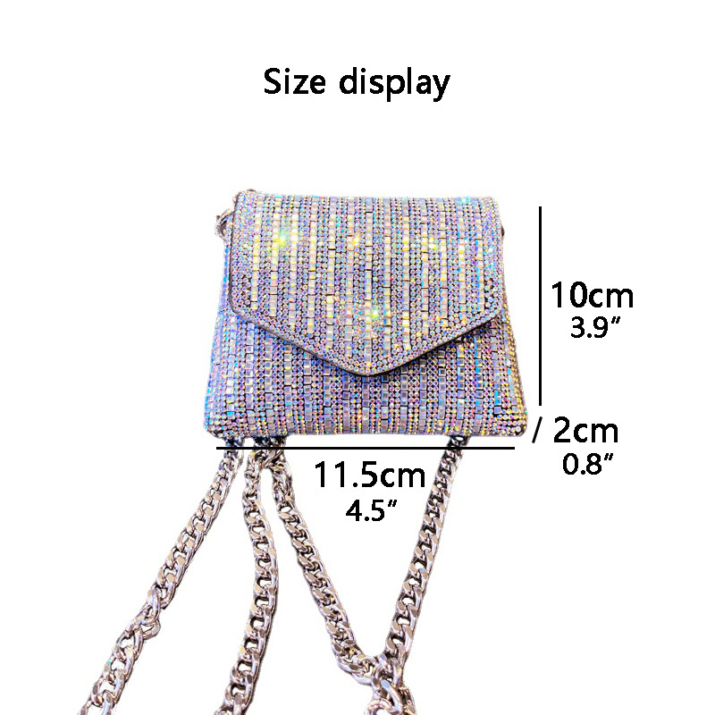 2024 Mini bolso de diamantes de imitación Guangzhou Trend Cross-border Foreign Trade Chain Ropa de cena con estilo bolso de tarjeta de cambio bolso de mensajero