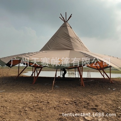 大型印第安实木杆件活动tipi40人、72人防风防水露营帐篷配件|ms