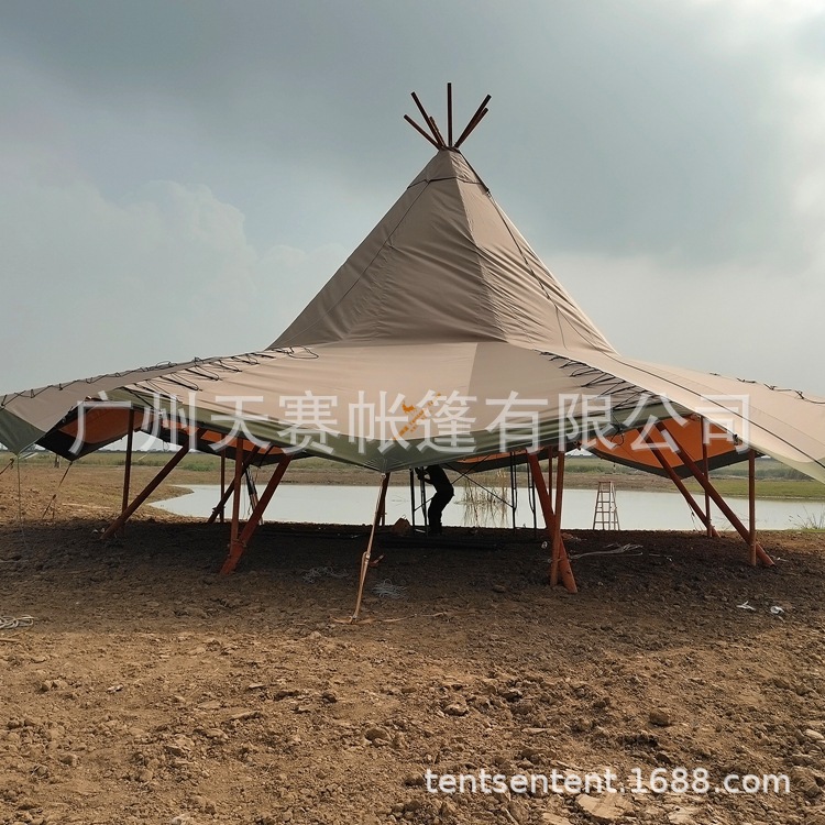 大型印第安实木杆件活动tipi40人、72人防风防水露营帐篷配件|ru