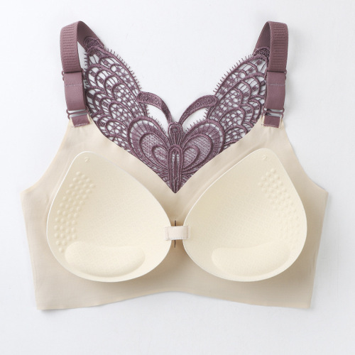 Spring and summer butterfly beautiful back push-up chest bra with breast pads and adjustable shoulder straps seamless large size sports bra for women