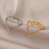 Adjustable fashionable universal ring heart shaped stainless steel, Korean style, on index finger