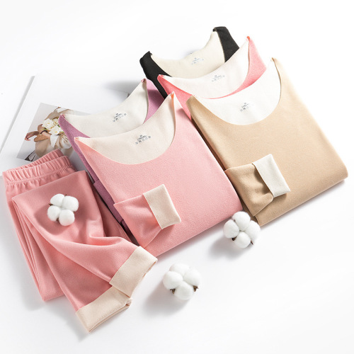  Autumn and Winter New Style Seamless Thermal Underwear Set Women's AB Surface Brushed Men's Autumn Clothes and Autumn Pants Plus Velvet Thermal Clothes