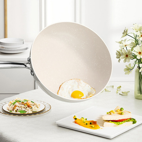 Ceramic wok, non-stick pan, internet celebrity shell porcelain wok, medical stone flat bottom deep frying pan, induction cooker, gas universal