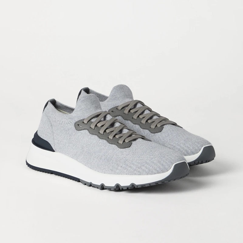In-stock knitted cotton fabric combined with semi-polished calfskin sports casual shoes with heat-sealed stripe decoration and thick soles for men In-stock knitted cotton fabric combined with semi-polished calfskin sports casual shoes with heat-sealed stripe decoration and thick soles for men