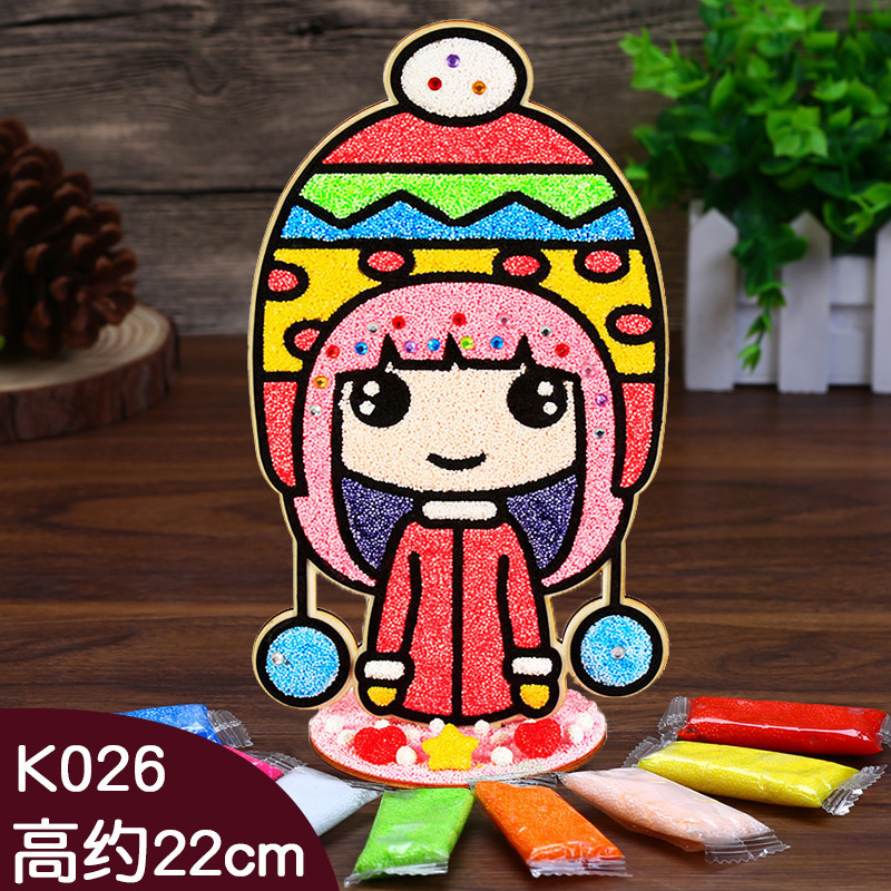 木板スノーフレーク泥絵パール泥粘土絵幼稚園児手作り立体粘着絵画|undefined