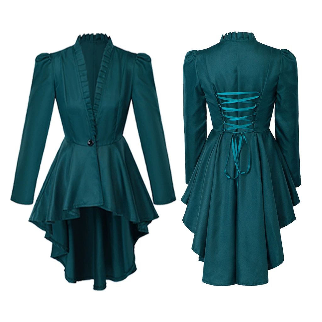 стимпанк-платье (Renaissance Clothing) женское готическое викторианское длинное переднее - высокий низ, оборочный воротник