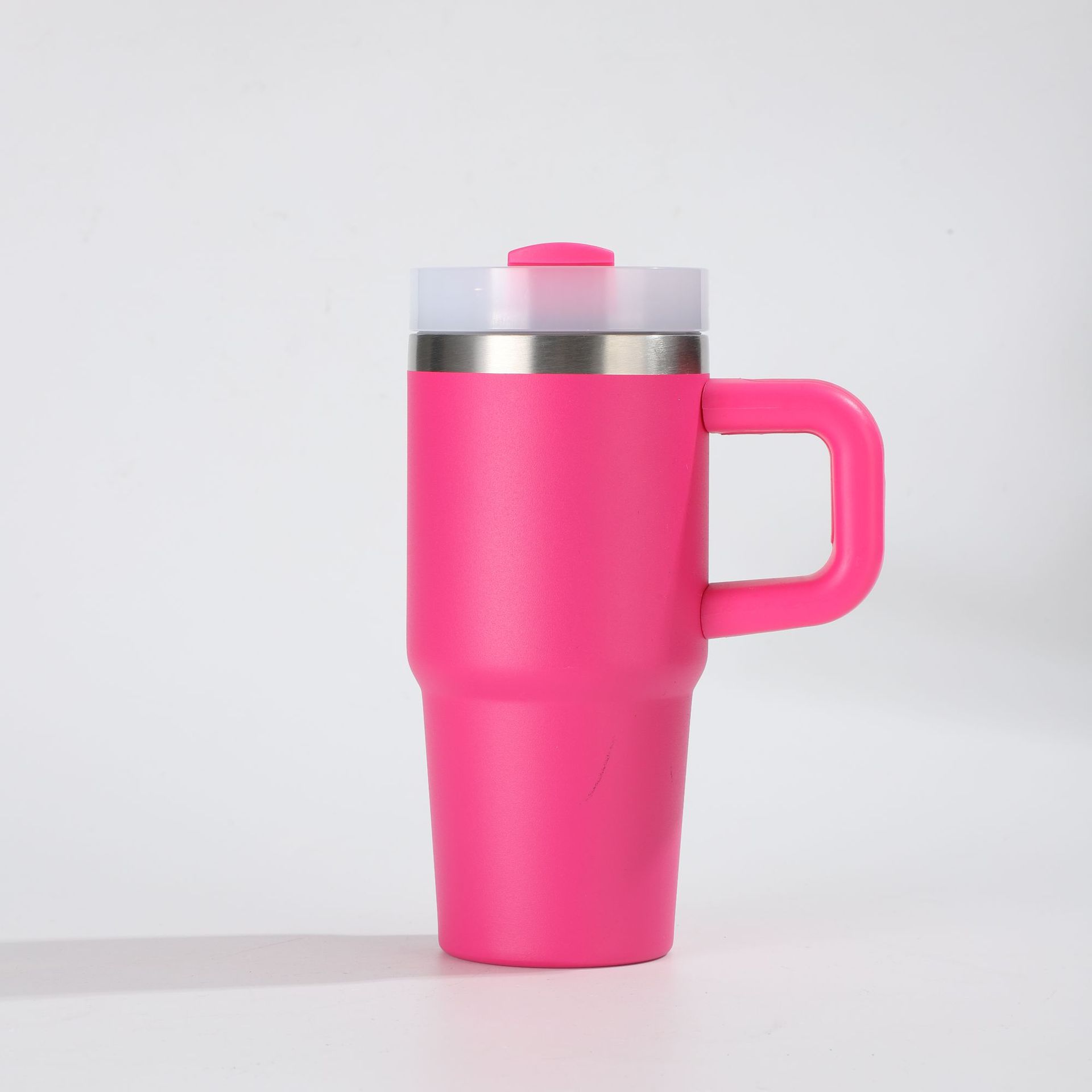 Isolierter Edelstahl Becher Fürs Auto Mit Henkel Und Strohhalm_voghion.com