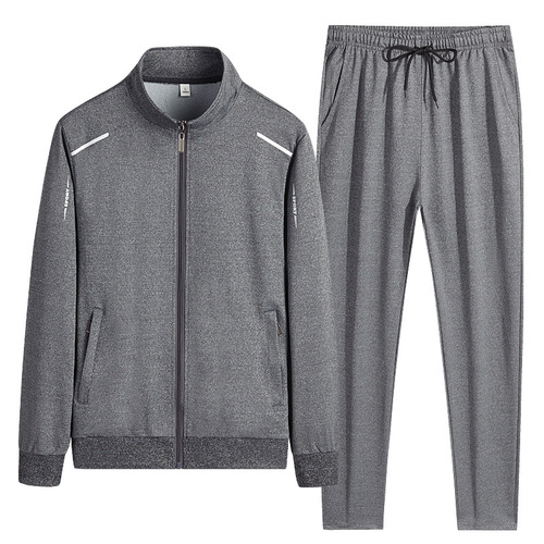 Sportswear suit men's spring and autumn large size stand-up collar sweatshirt running trousers new jacket trendy casual two-piece set