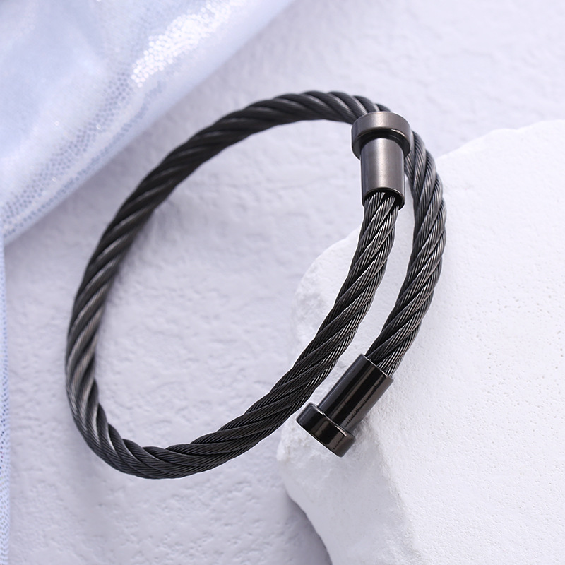 Casual Simple Style Solid Color Stainless Steel Plating Braid Bangle display picture 4