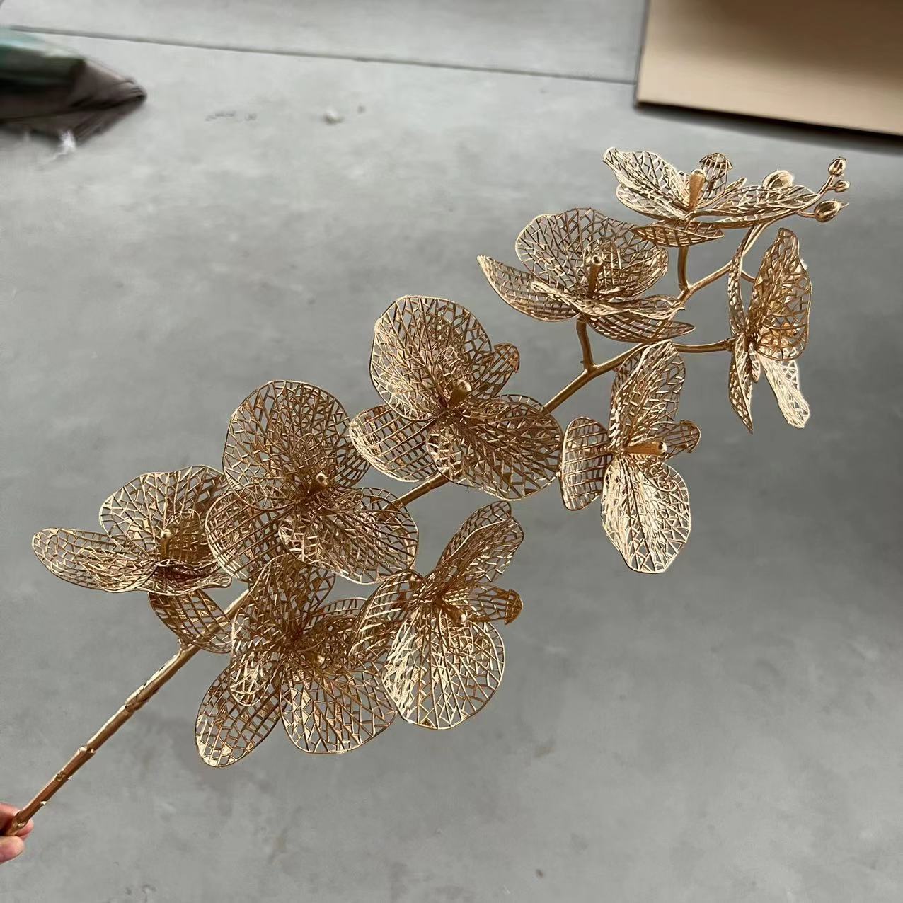 Serie de oro flor artificial Phalaenopsis boda decoración del techo artificial flor artificial accesorios de tiro fábrica al por mayor