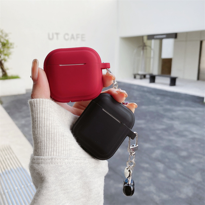 ソリッドカラーラブチェリー Airpods に適した第 4 世代保護カバー第 2 世代第 3 世代 pro2 Apple Bluetooth ヘッドフォンケースシンプル|undefined