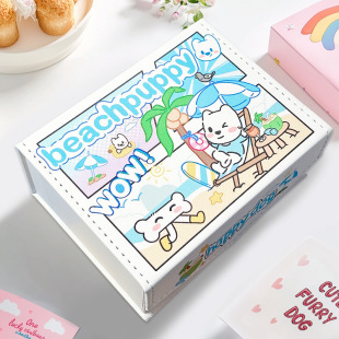 New Cartoon Beach Puppy Card Box Large Capacity Idol Photo Album Storage Box Multi-Functional Leather Dust Box