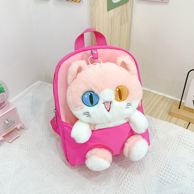 Nueva mochila de dibujos animados para niños tendencia pupila diferente gato muñeca mochila desmontable jardín de infantes en stock