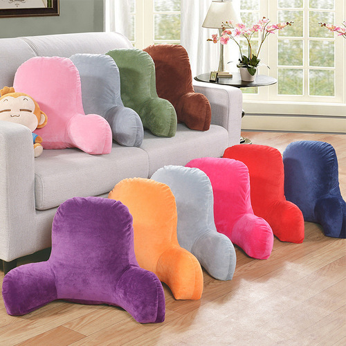 Manufacturer Direct Sale Solid Color Lap Support Cushion with Armrest Sofa Back Support Pillow Waist Pillow Crystal Fleece Hug Cushion Cross-border
