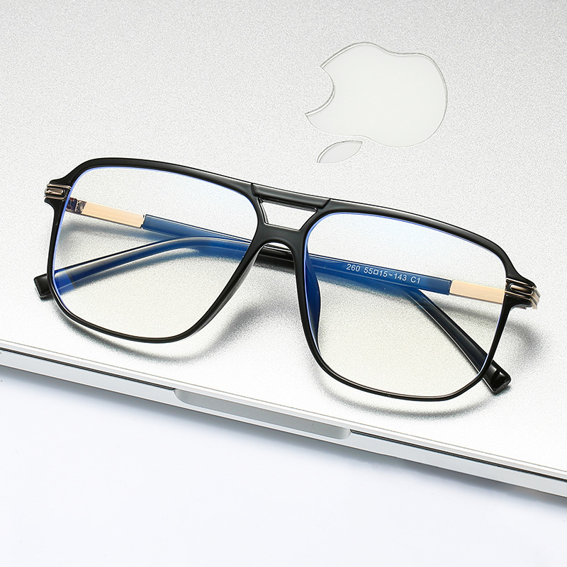 防蓝光眼镜黑色大框双梁复古平光眼镜粗框 可配度数近视眼镜框260