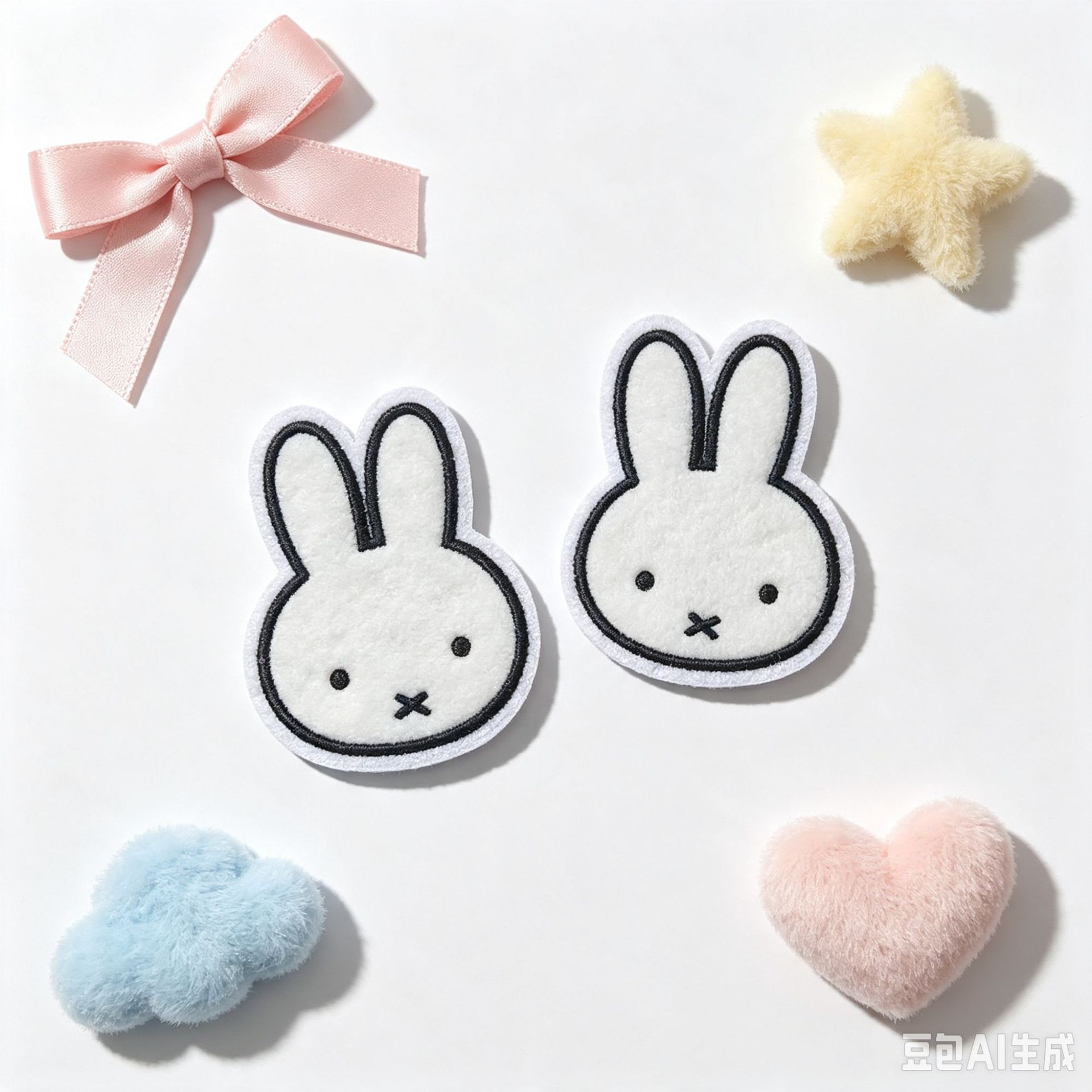 Japanese-style cute Miffy rabbit bangs magic tape, embroidered bunny-shaped hair patch, a magical tool for girls to fix stray hair