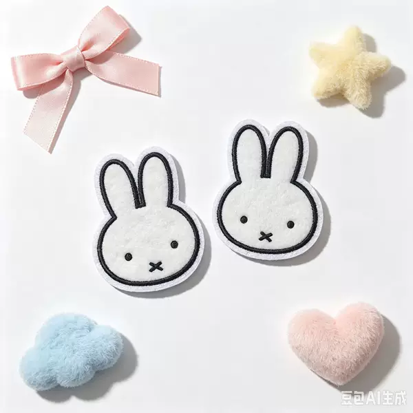 Japanese-style cute Miffy rabbit bangs magic tape, embroidered bunny-shaped hair patch, a magical tool for girls to fix stray hair