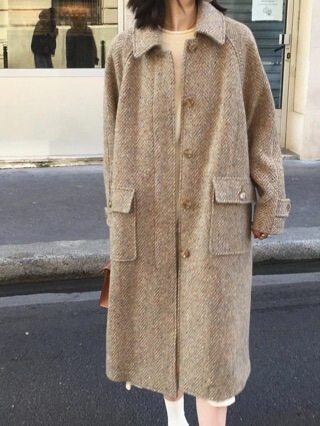 Magee Toffee Brown Candy Dot Loose Long Wool Coat Imported from Ireland Magee Toffee Brown Candy Dot Loose Long Wool Coat Imported from Ireland