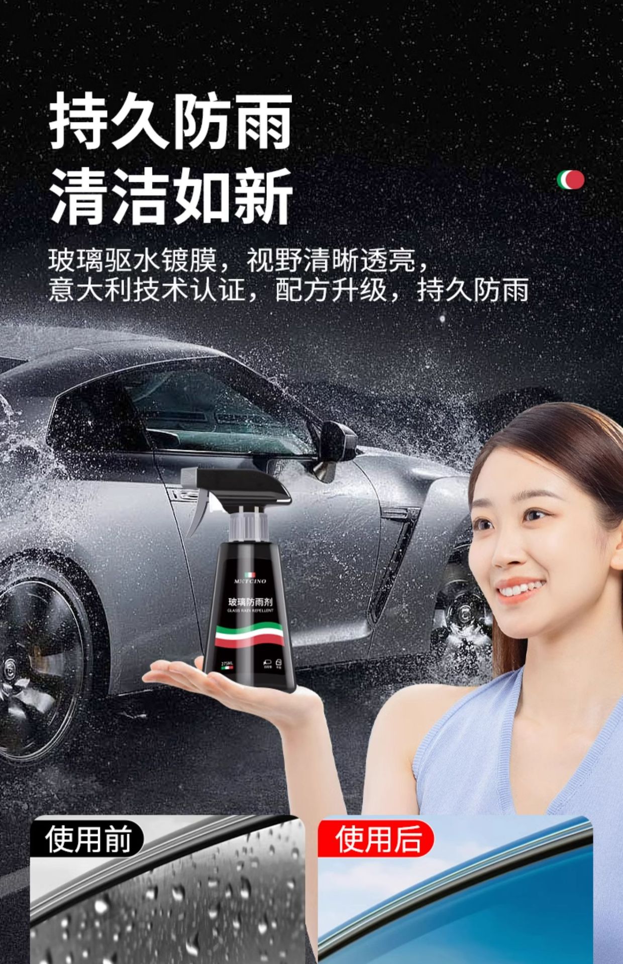 Rearview mirror rainproof car glass rainproof agent reversing mirror artifact rainy day film waterproof water drive anti-fog