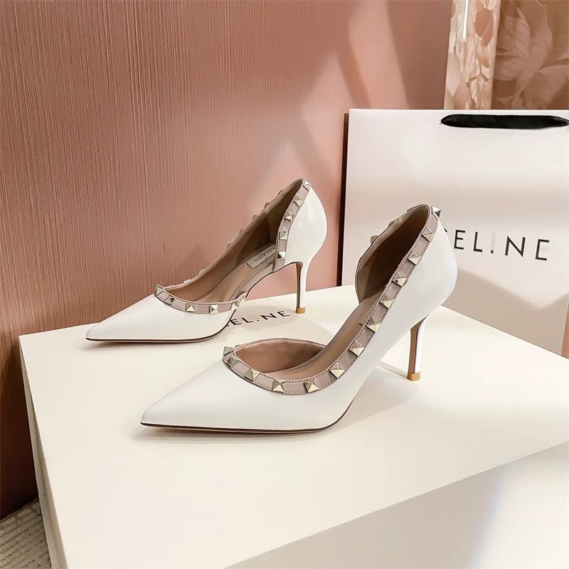 Обнаженные заклепки высокие каблуки женские каблуки не устали