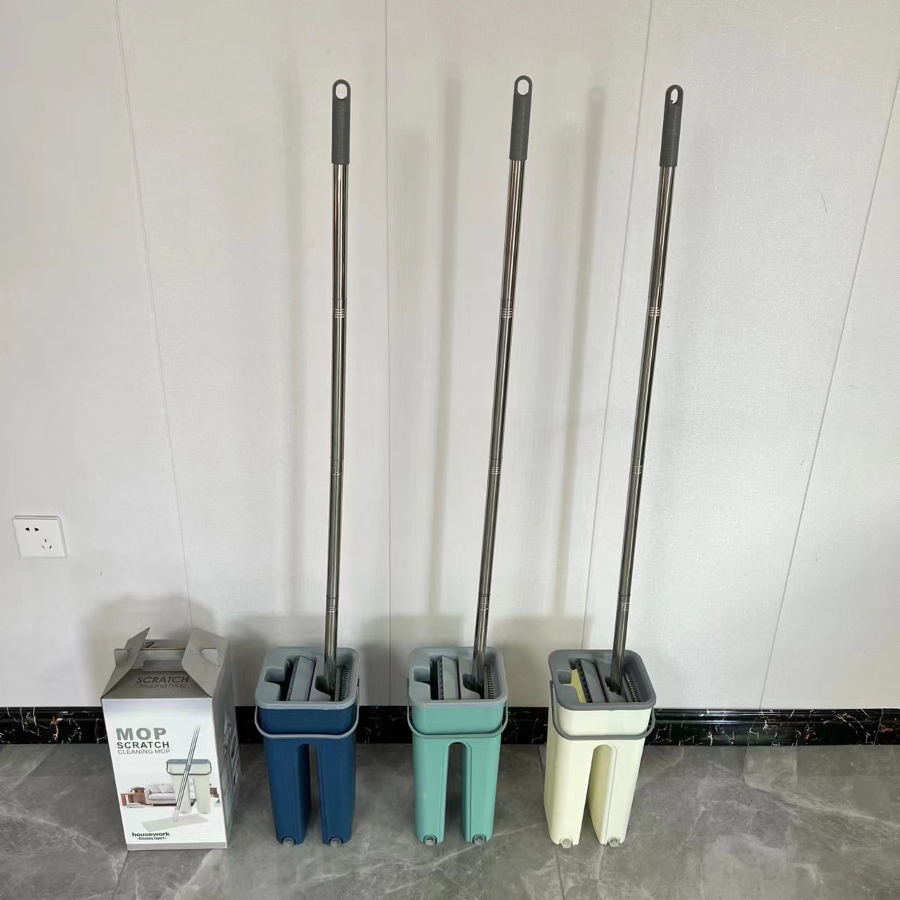 Mopo doméstico separación de aguas residuales Mopo seco y húmedo de doble uso raspado limpio Mopo perezoso