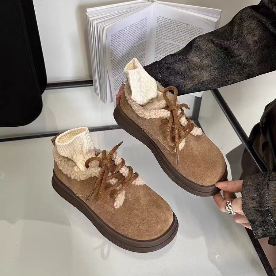 Klassiska snörskor herrstövlar Australien Designer snökängor Ankelskor Ull Läder Varma pälsstövlar Fluffy Mules Vinter Herrskor_voghion.com
