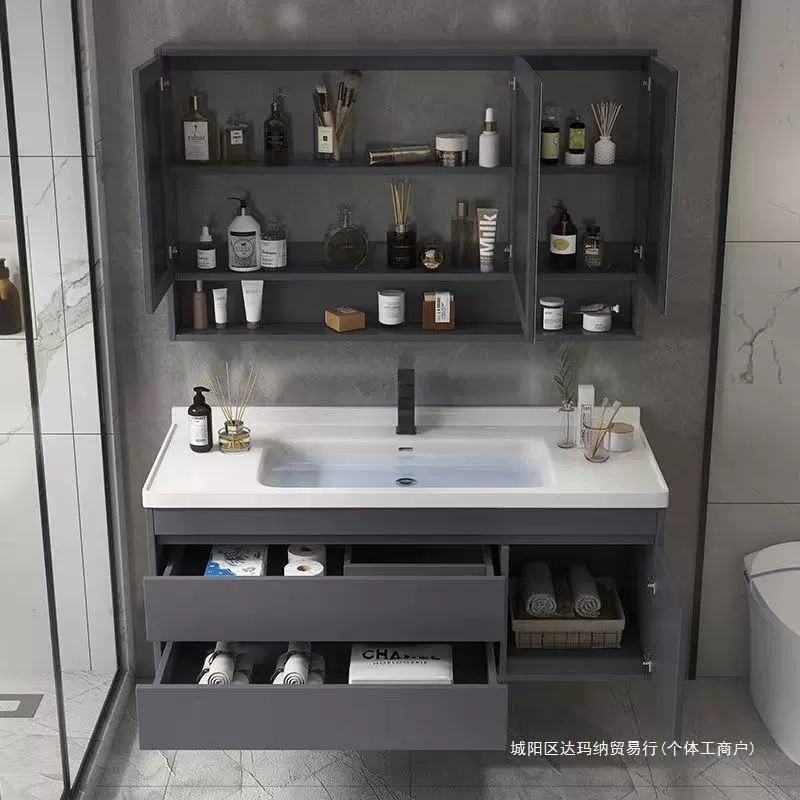 Современный простой керамический встроенный умывальник, комбинированный шкаф для ванной комнаты, комбинированный шкаф для умывальника, легкий роскошный набор для умывальника